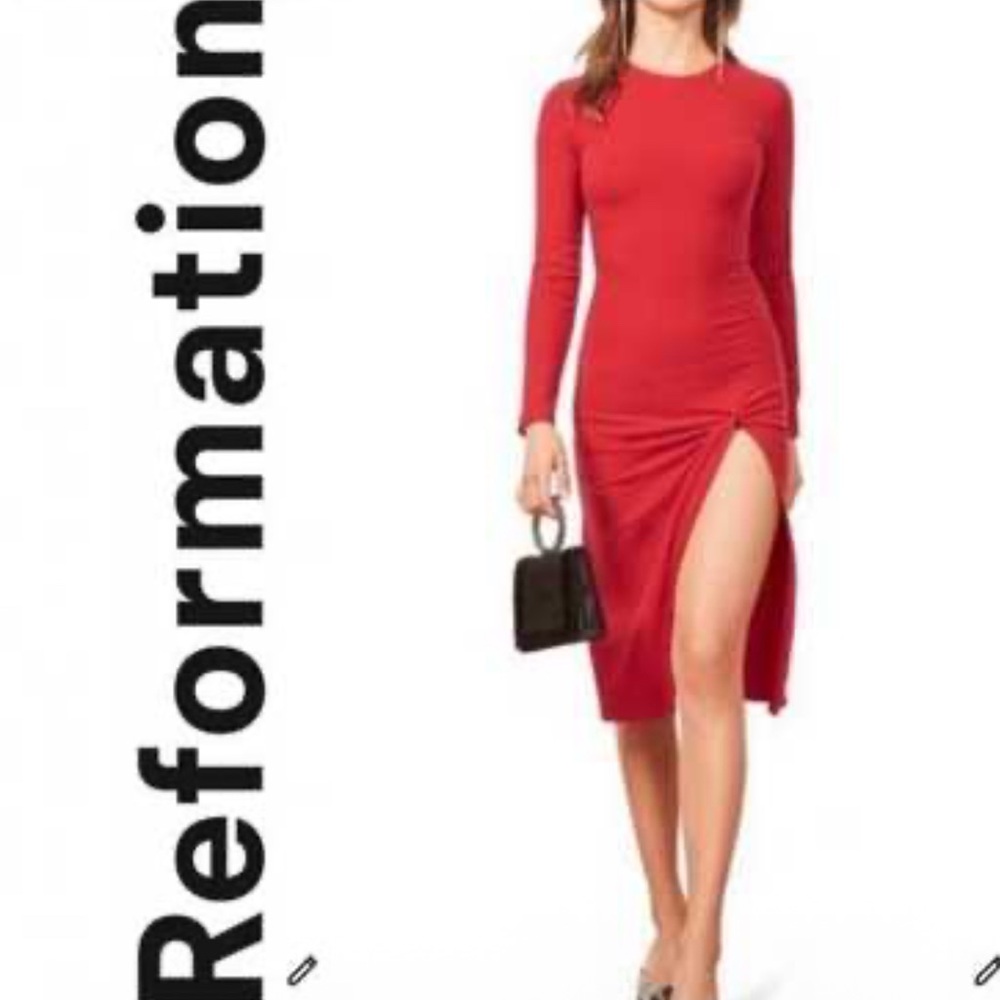 Reformation Scarlet Long-Sleeve Dress